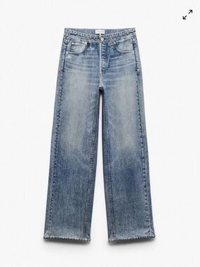 rag & bone Washed Blue Wide-Leg Faux Jeans. Perfect travel wear. French terry